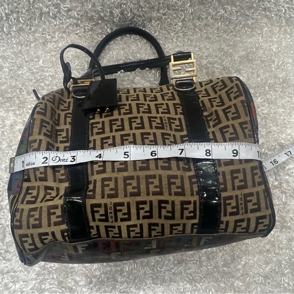 FENDI Multicolor Zucchino Coated Canvas Spalmati Forever Boston Bag - Picture 15 of 16
